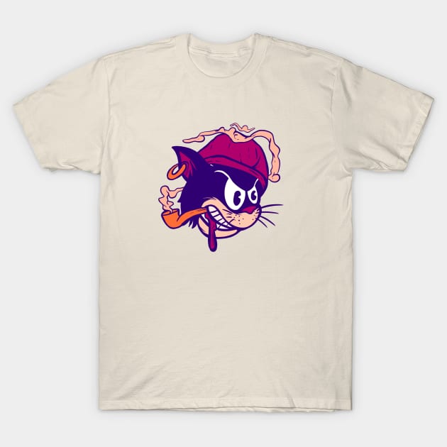 Bad Cat Smoking T-Shirt by yogisnanda